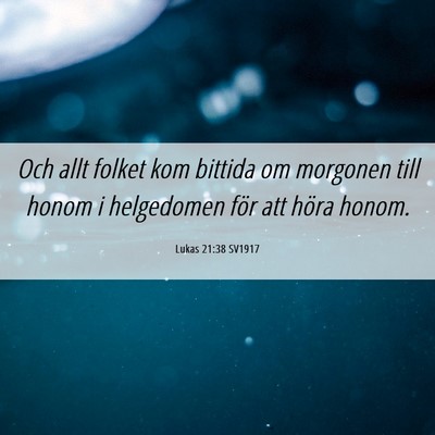 Picture 06 - Lukas 21:38 SV1917 - Och allt folket kom bittida om morgonen till - Bible Verse Picture