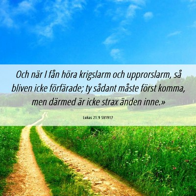 Picture 06 - Lukas 21:9 SV1917 - Och när I fån höra krigslarm och upprorslarm, - Bible Verse Picture