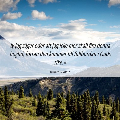 Picture 06 - Lukas 22:16 SV1917 - ty jag säger eder att jag icke mer skall fira - Bible Verse Picture