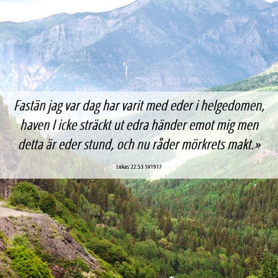 Picture 06 - Lukas 22:53 SV1917 - Fastän jag var dag har varit med eder i - Bible Verse Picture