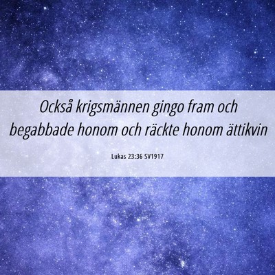Picture 06 - Lukas 23:36 SV1917 - Också krigsmännen gingo fram och begabbade - Bible Verse Picture