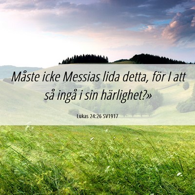 Picture 06 - Lukas 24:26 SV1917 - Måste icke Messias lida detta, för I att så - Bible Verse Picture