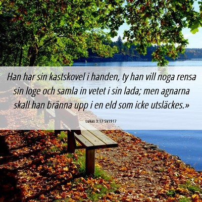 Picture 06 - Lukas 3:17 SV1917 - Han har sin kastskovel i handen, ty han vill noga - Bible Verse Picture