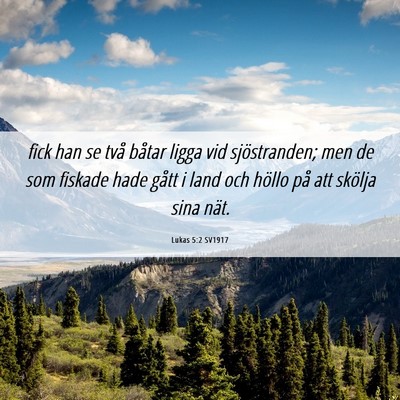 Picture 06 - Lukas 5:2 SV1917 - fick han se två båtar ligga vid sjöstranden; - Bible Verse Picture