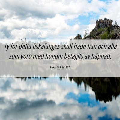 Picture 06 - Lukas 5:9 SV1917 - Ty för detta fiskafänges skull hade han och - Bible Verse Picture