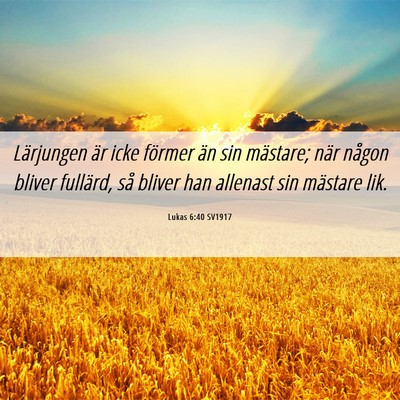 Picture 06 - Lukas 6:40 SV1917 - Lärjungen är icke förmer än sin mästare; - Bible Verse Picture