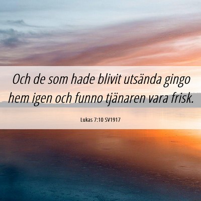 Picture 06 - Lukas 7:10 SV1917 - Och de som hade blivit utsända gingo hem igen - Bible Verse Picture