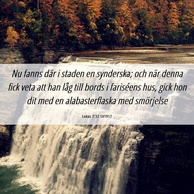 Picture 06 - Lukas 7:37 SV1917 - Nu fanns där i staden en synderska; och när - Bible Verse Picture