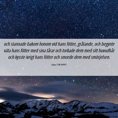 Picture 06 - Lukas 7:38 SV1917 - och stannade bakom honom vid hans fötter, - Bible Verse Picture