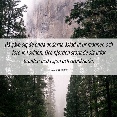 Picture 06 - Lukas 8:33 SV1917 - Då gåvo sig de onda andarna åstad ut ur mannen - Bible Verse Picture