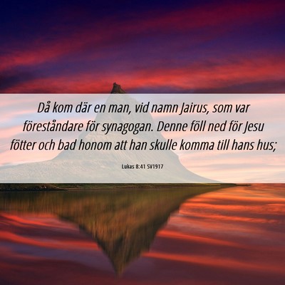 Picture 06 - Lukas 8:41 SV1917 - Då kom där en man, vid namn Jairus, som var - Bible Verse Picture