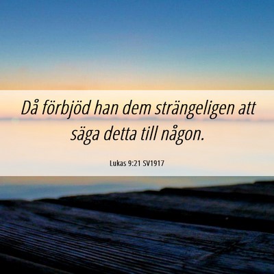 Picture 06 - Lukas 9:21 SV1917 - Då förbjöd han dem strängeligen att säga - Bible Verse Picture