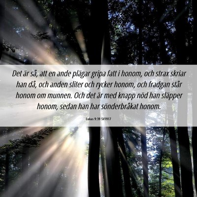 Picture 06 - Lukas 9:39 SV1917 - Det är så, att en ande plägar gripa fatt i - Bible Verse Picture