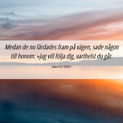Picture 06 - Lukas 9:57 SV1917 - Medan de nu färdades fram på vägen, sade - Bible Verse Picture