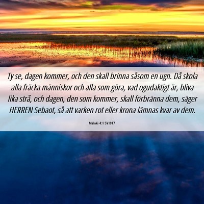 Picture 06 - Malaki 4:1 SV1917 - Ty se, dagen kommer, och den skall brinna såsom - Bible Verse Picture