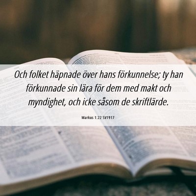 Picture 06 - Markus 1:22 SV1917 - Och folket häpnade över hans förkunnelse; ty - Bible Verse Picture