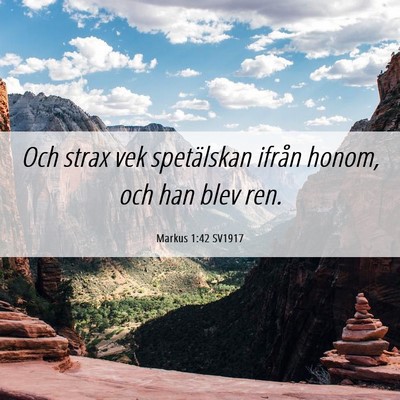 Picture 06 - Markus 1:42 SV1917 - Och strax vek spetälskan ifrån honom, och han - Bible Verse Picture