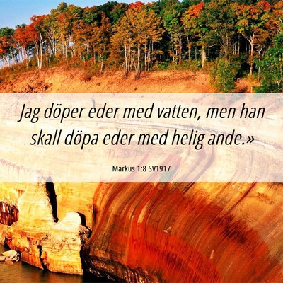 Picture 06 - Markus 1:8 SV1917 - Jag döper eder med vatten, men han skall döpa - Bible Verse Picture