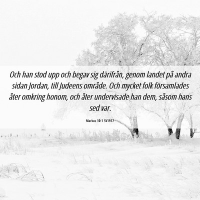 Picture 06 - Markus 10:1 SV1917 - Och han stod upp och begav sig därifrån, genom - Bible Verse Picture
