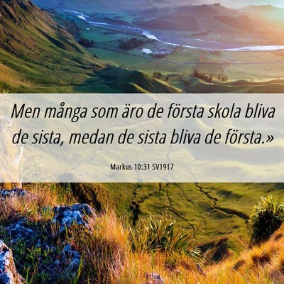 Picture 06 - Markus 10:31 SV1917 - Men många som äro de första skola bliva de - Bible Verse Picture