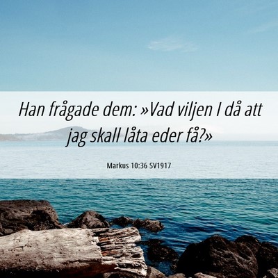 Picture 06 - Markus 10:36 SV1917 - Han frågade dem: »Vad viljen I då att jag - Bible Verse Picture