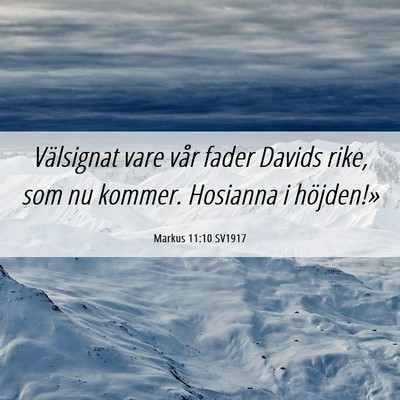 Picture 06 - Markus 11:10 SV1917 - Välsignat vare vår fader Davids rike, som nu - Bible Verse Picture