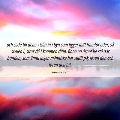 Picture 06 - Markus 11:2 SV1917 - och sade till dem: »Gån in i byn som ligger - Bible Verse Picture