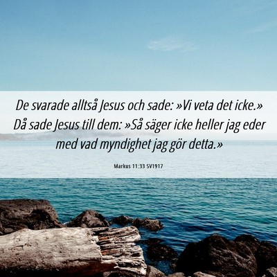 Picture 06 - Markus 11:33 SV1917 - De svarade alltså Jesus och sade: »Vi veta det - Bible Verse Picture