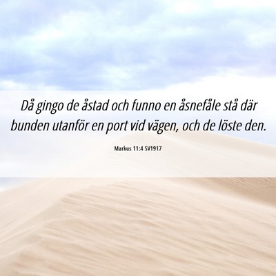 Picture 06 - Markus 11:4 SV1917 - Då gingo de åstad och funno en åsnefåle stå - Bible Verse Picture