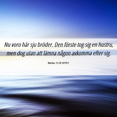 Picture 06 - Markus 12:20 SV1917 - Nu voro här sju bröder. Den förste tog sig en - Bible Verse Picture