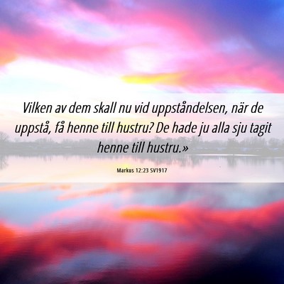 Picture 06 - Markus 12:23 SV1917 - Vilken av dem skall nu vid uppståndelsen, när - Bible Verse Picture