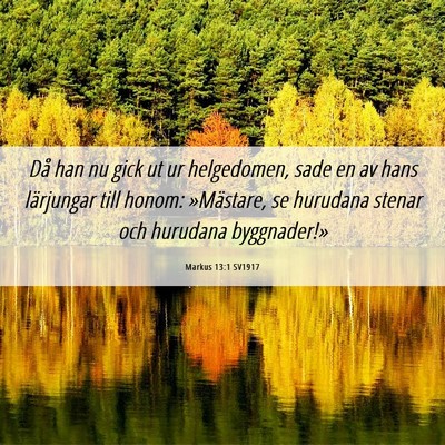 Picture 06 - Markus 13:1 SV1917 - Då han nu gick ut ur helgedomen, sade en av hans - Bible Verse Picture