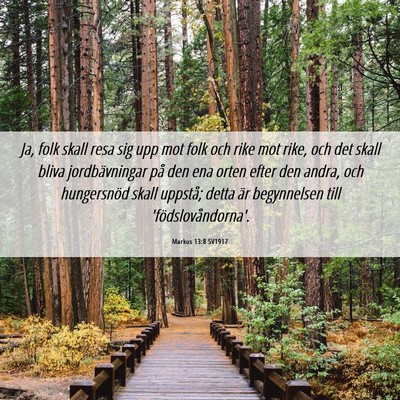 Picture 06 - Markus 13:8 SV1917 - Ja, folk skall resa sig upp mot folk och rike mot - Bible Verse Picture