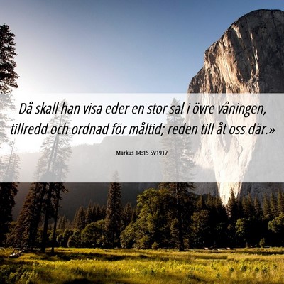 Picture 06 - Markus 14:15 SV1917 - Då skall han visa eder en stor sal i övre - Bible Verse Picture