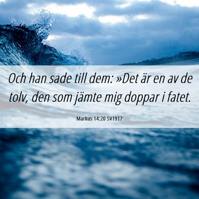 Picture 06 - Markus 14:20 SV1917 - Och han sade till dem: »Det är en av de tolv, - Bible Verse Picture