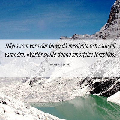 Picture 06 - Markus 14:4 SV1917 - Några som voro där blevo då misslynta och sade - Bible Verse Picture