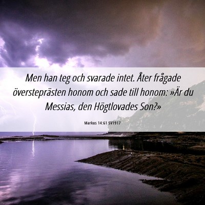 Picture 06 - Markus 14:61 SV1917 - Men han teg och svarade intet. Åter frågade - Bible Verse Picture