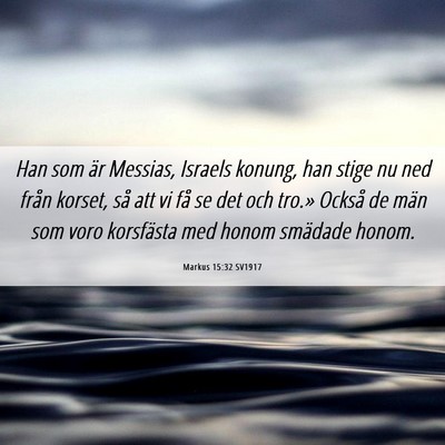 Picture 06 - Markus 15:32 SV1917 - Han som är Messias, Israels konung, han stige nu - Bible Verse Picture