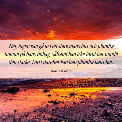 Picture 06 - Markus 3:27 SV1917 - Nej, ingen kan gå in i en stark mans hus och - Bible Verse Picture