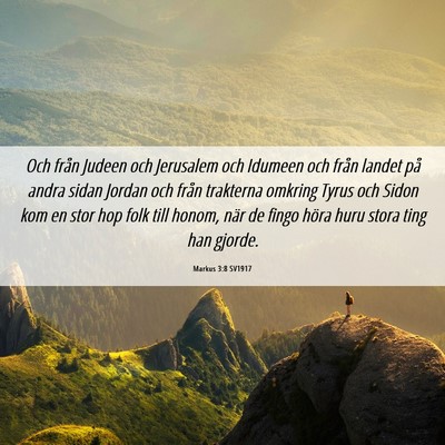 Picture 06 - Markus 3:8 SV1917 - Och från Judeen och Jerusalem och Idumeen och - Bible Verse Picture