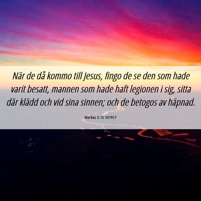 Picture 06 - Markus 5:15 SV1917 - När de då kommo till Jesus, fingo de se den som - Bible Verse Picture