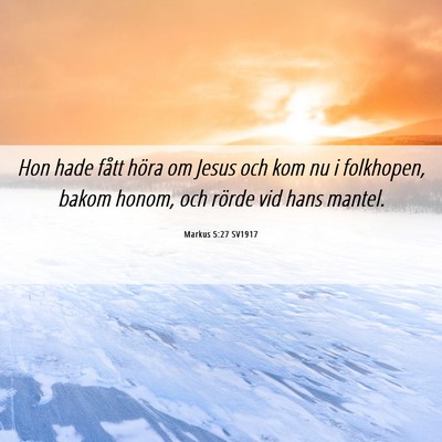 Picture 06 - Markus 5:27 SV1917 - Hon hade fått höra om Jesus och kom nu i - Bible Verse Picture