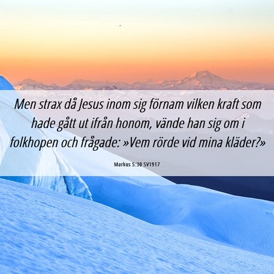 Picture 06 - Markus 5:30 SV1917 - Men strax då Jesus inom sig förnam vilken kraft - Bible Verse Picture