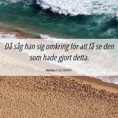 Picture 06 - Markus 5:32 SV1917 - Då såg han sig omkring för att få se den som - Bible Verse Picture