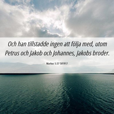 Picture 06 - Markus 5:37 SV1917 - Och han tillstadde ingen att följa med, utom - Bible Verse Picture