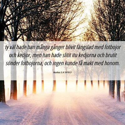 Picture 06 - Markus 5:4 SV1917 - ty väl hade han många gånger blivit fängslad - Bible Verse Picture