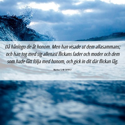 Picture 06 - Markus 5:40 SV1917 - Då hånlogo de åt honom. Men han visade ut dem - Bible Verse Picture