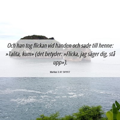 Picture 06 - Markus 5:41 SV1917 - Och han tog flickan vid handen och sade till - Bible Verse Picture