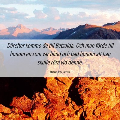 Picture 06 - Markus 8:22 SV1917 - Därefter kommo de till Betsaida. Och man förde - Bible Verse Picture