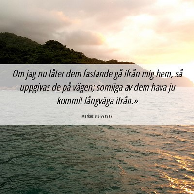 Picture 06 - Markus 8:3 SV1917 - Om jag nu låter dem fastande gå ifrån mig hem, - Bible Verse Picture